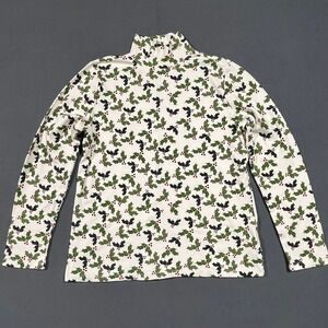 Laura Scott Womens Top Small Holiday Christmas Holly Mock‎ Neck Long Sleeve